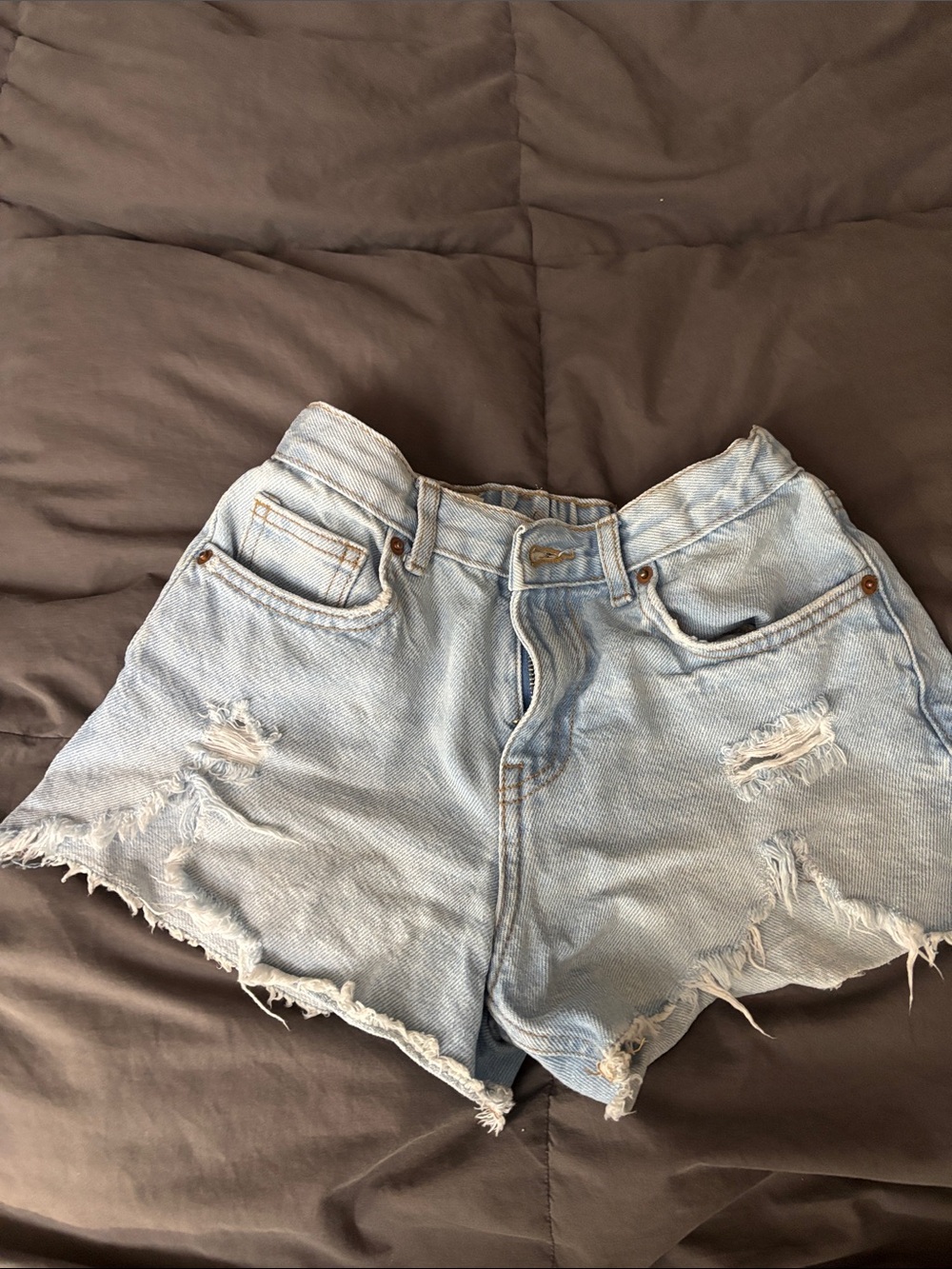 Zara Light Blue Distressed Denim Kids Shorts